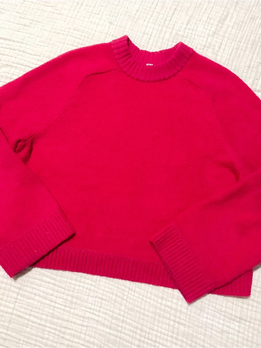 Lululemon Sonic Pink Brushed Cotton Merino Wool Sweater size Small